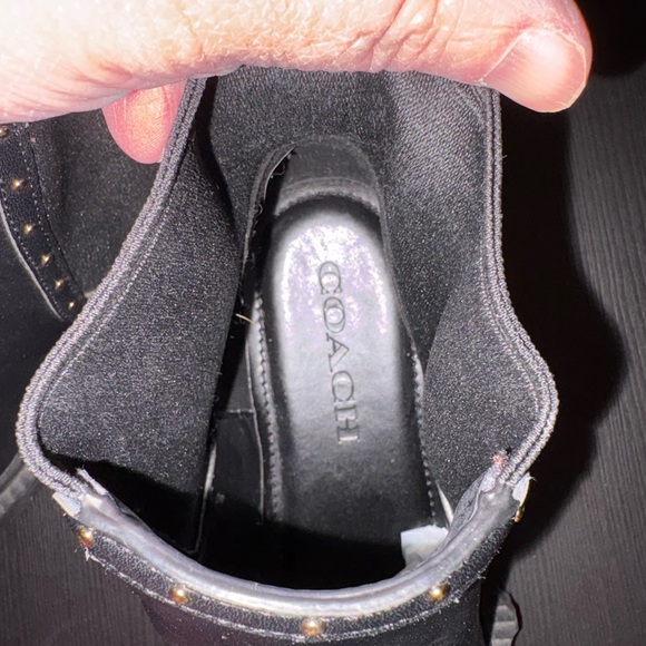 Coach Lory Leather Bootie Womens Size 8 Black Studded Ankle Boots Preloved